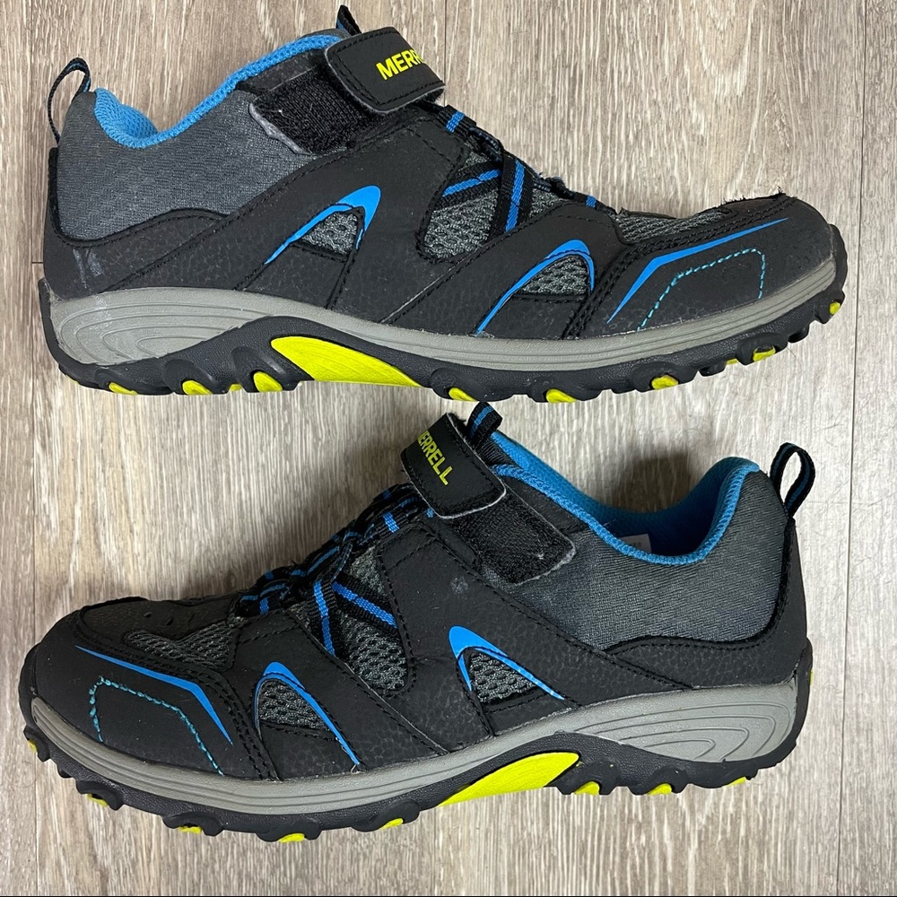 Merrell Boys Trail Chaser Hiking Outdoor Shoes Black Blue Size 5.5 Woman’size 7